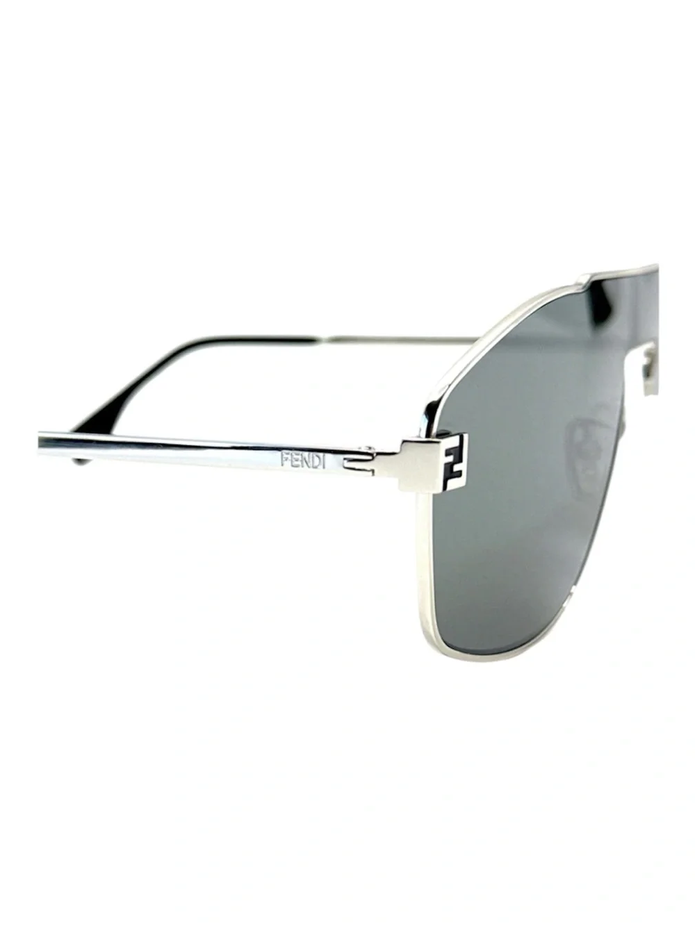 NWT Fendi Sky Aviator Sunglasses Silver Mirror Shield FF Logo Men Women Eyewear